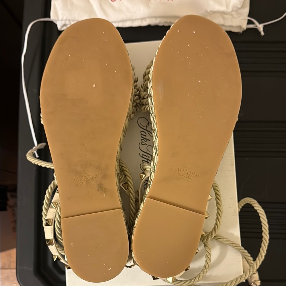 Valentino Cream Rockstud Sandals - Picture 5 of 9